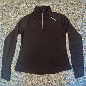 Brooks Womens Large Black Long Sleeve 1/4 Zip Athletic Pullover